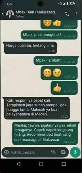 Testimoni Pelanggan Massage Panggilamn di Makassar