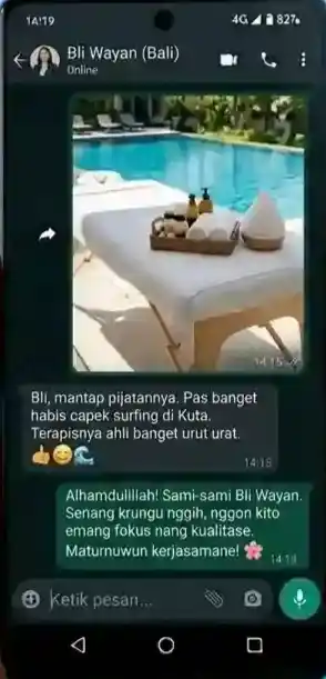Testimoni Pelanggan Massage Panggilan di Bali