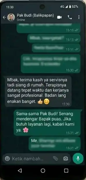 Testimoni Pelanggan Massage Panggilan di Balikpapan