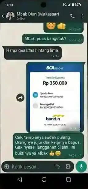 Testimoni Pelanggan Massage Panggilan di Palembang