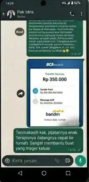 Testimoni Pelanggan Massage Panggilan di Yogyakarta